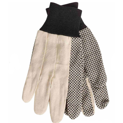  Men's Large PVC Grip Cotton Canvas Work Glove